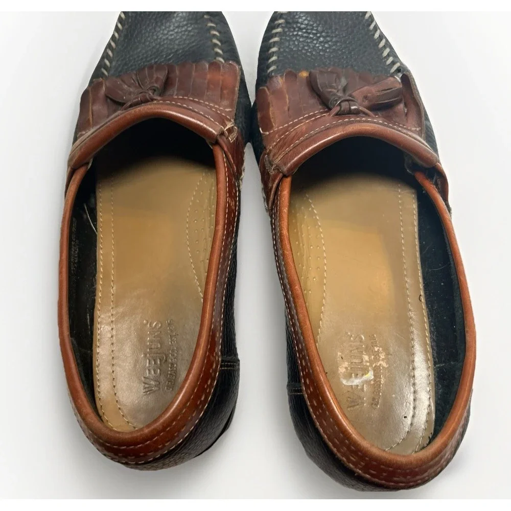 G.H. Bass Weejuns Tassel Loafers Men's Size 10 Black Tan Leather Pre-Owned Shoes
